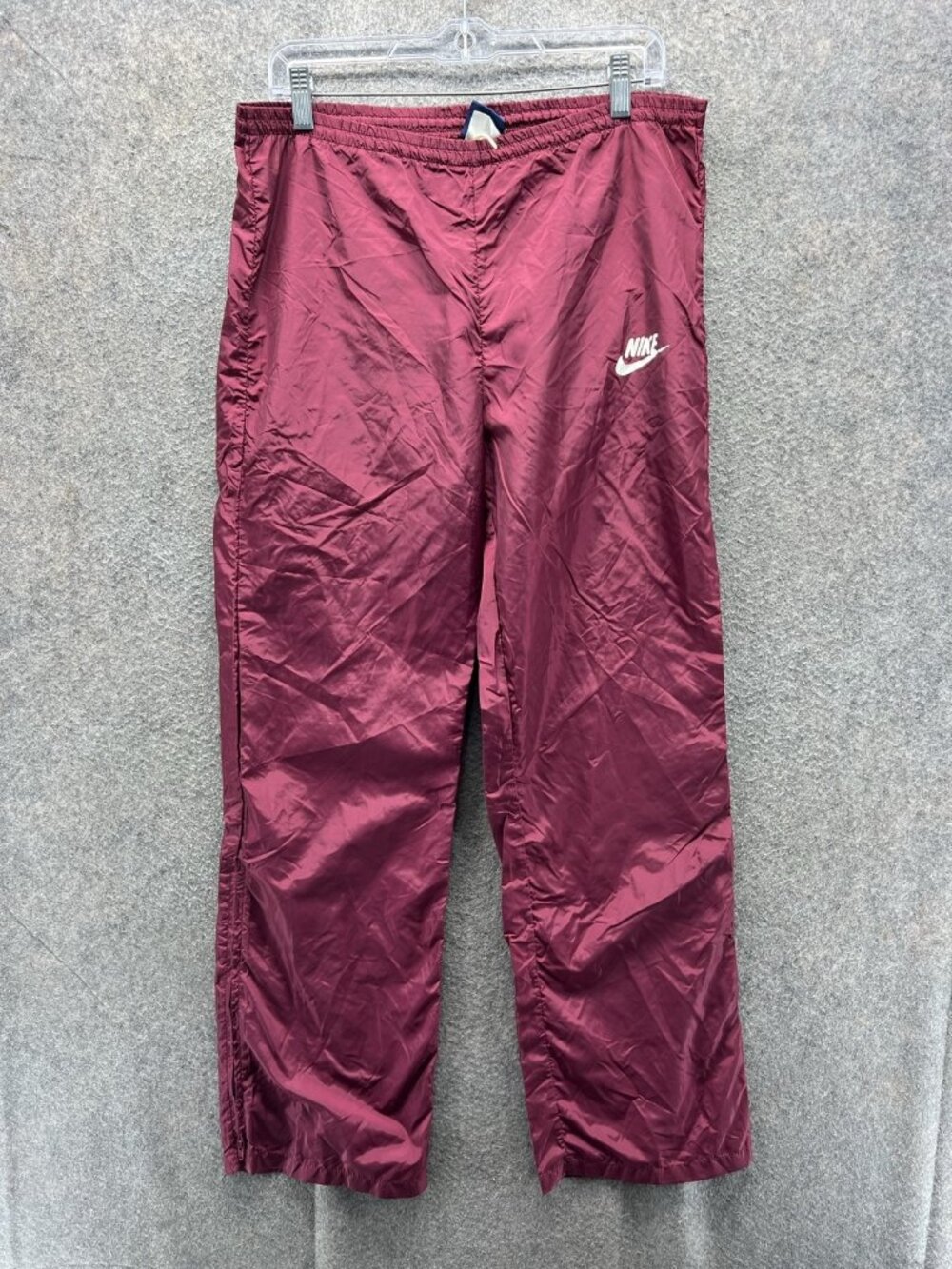 Nike Track Pants Mens Medium Red Nylon Elastic Waist Pockets Vintage Athletic